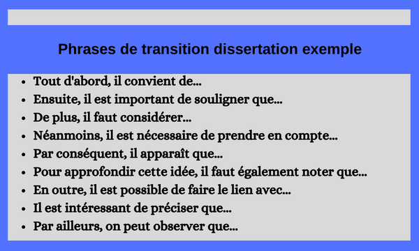 phrases de transition dissertation exemple